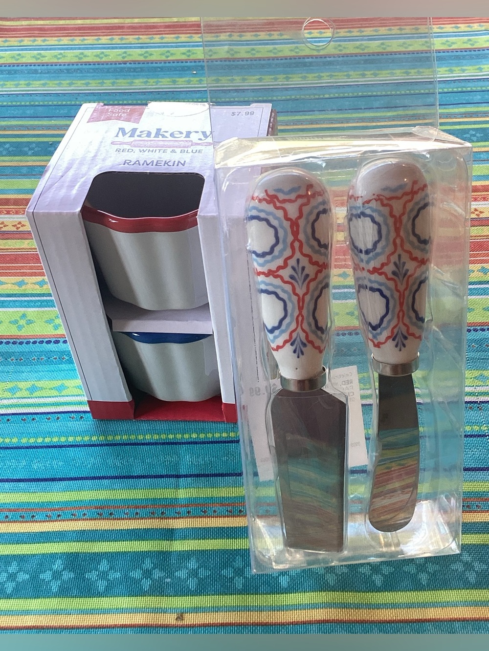 Celebrate It RWB Ramekins and Cheese Knife Set